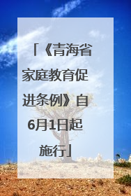 《青海省家庭教育促进条例》自6月1日起施行