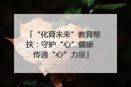 “化育未来”教育帮扶：守护“心”健康 传递“心”力量