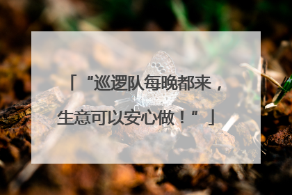 “巡逻队每晚都来，生意可以安心做！”