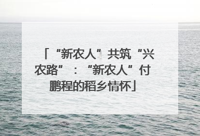 “新农人”共筑“兴农路”：“新农人”付鹏程的稻乡情怀