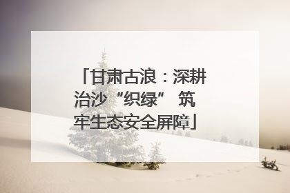 甘肃古浪：深耕治沙“织绿” 筑牢生态安全屏障