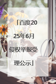 百度2025年6月侵权举报受理公示