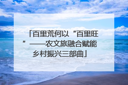 百里荒何以“百里旺”——农文旅融合赋能乡村振兴三部曲