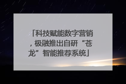 科技赋能数字营销，极融推出自研“苍龙”智能推荐系统