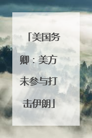 美国务卿：美方未参与打击伊朗