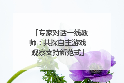 专家对话一线教师：共探自主游戏观察支持新范式