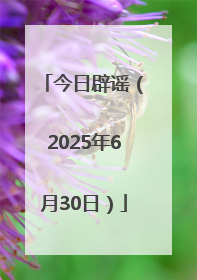 今日辟谣（2025年6月30日）