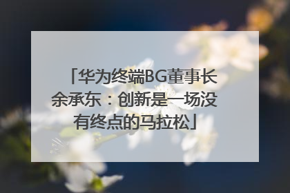 华为终端BG董事长余承东：创新是一场没有终点的马拉松