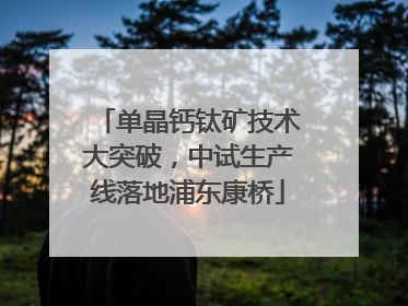 单晶钙钛矿技术大突破，中试生产线落地浦东康桥