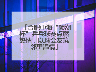 合肥中海“领潮杯”乒乓球赛点燃热情，以球会友筑邻里温情
