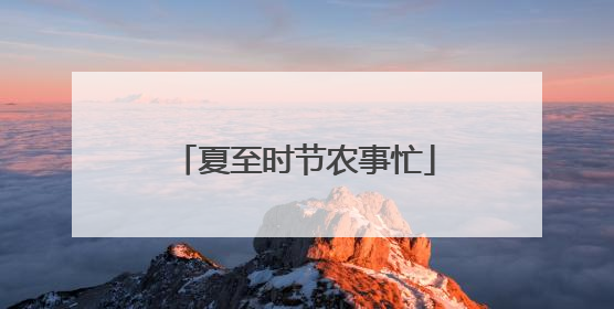 夏至时节农事忙