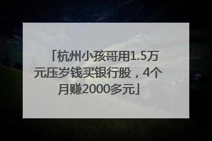 杭州小孩哥用1.5万元压岁钱买银行股，4个月赚2000多元