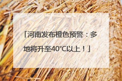 河南发布橙色预警：多地将升至40℃以上！
