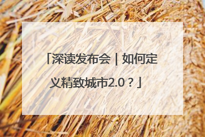 深读发布会｜如何定义精致城市2.0？