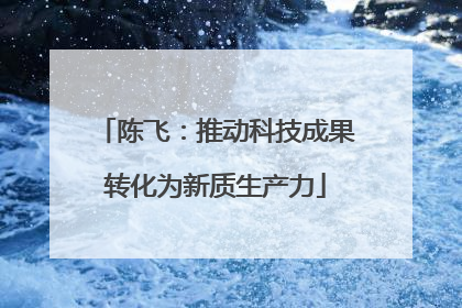 陈飞：推动科技成果转化为新质生产力