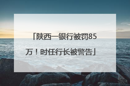 陕西一银行被罚85万！时任行长被警告