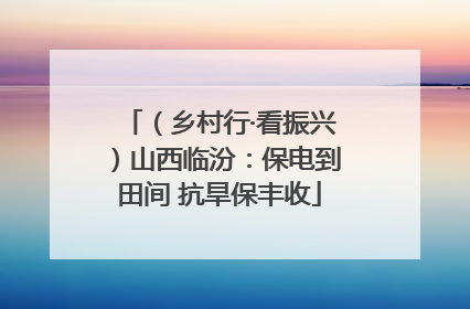 （乡村行·看振兴）山西临汾：保电到田间 抗旱保丰收