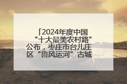 2024年度中国“十大最美农村路”公布，枣庄市台儿庄区“鲁风运河”古城文化廊道上榜！