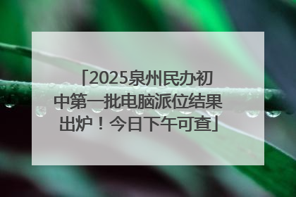 2025泉州民办初中第一批电脑派位结果出炉！今日下午可查