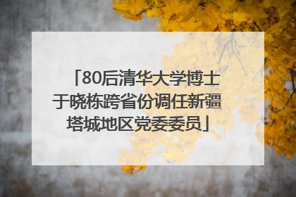 80后清华大学博士于晓栋跨省份调任新疆塔城地区党委委员